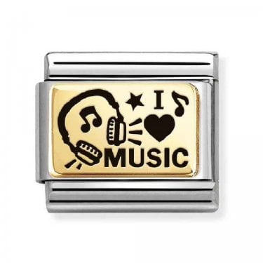 Nomination I Love Music Yellow Gold Charm