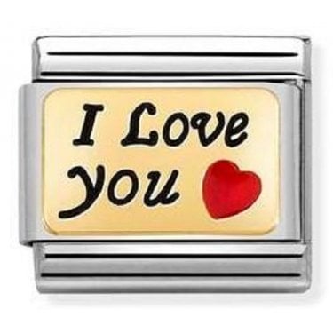 Nomination I Love You with Red Heart Yellow Gold Charm