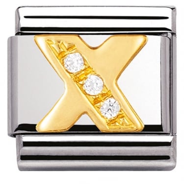 Nomination Initial X CZ 18ctYG