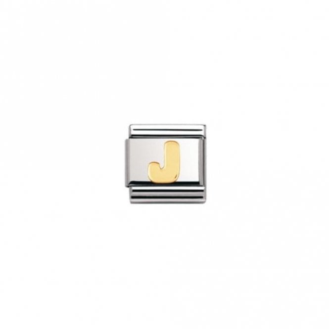 Nomination  J Initial Yellow Gold 