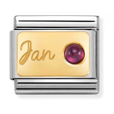 Nomination January Garnet Yellow Gold Charm