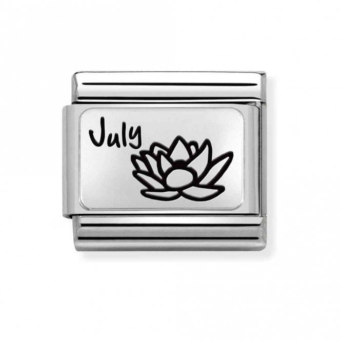 Nomination  July Flower Plate Silver Shine Charm
