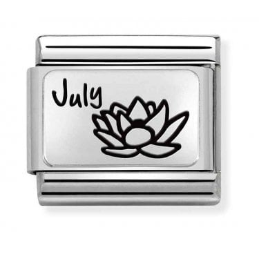 Nomination July Flower Plate Silver Shine Charm
