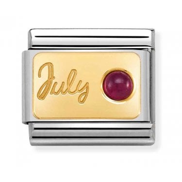 Nomination July Ruby Yellow Gold Charm