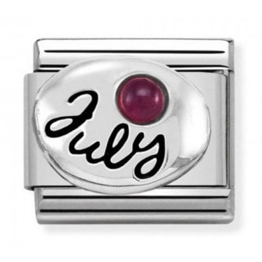 Nomination July Writing with Ruby Birthstone Silver Shine