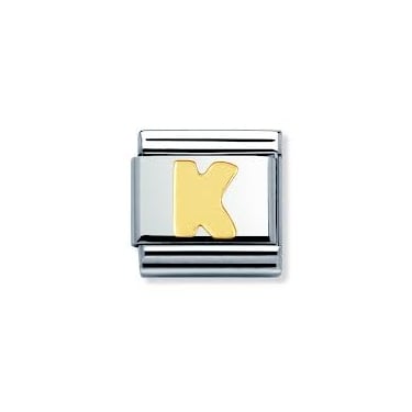 Nomination K Initial Yellow Gold 