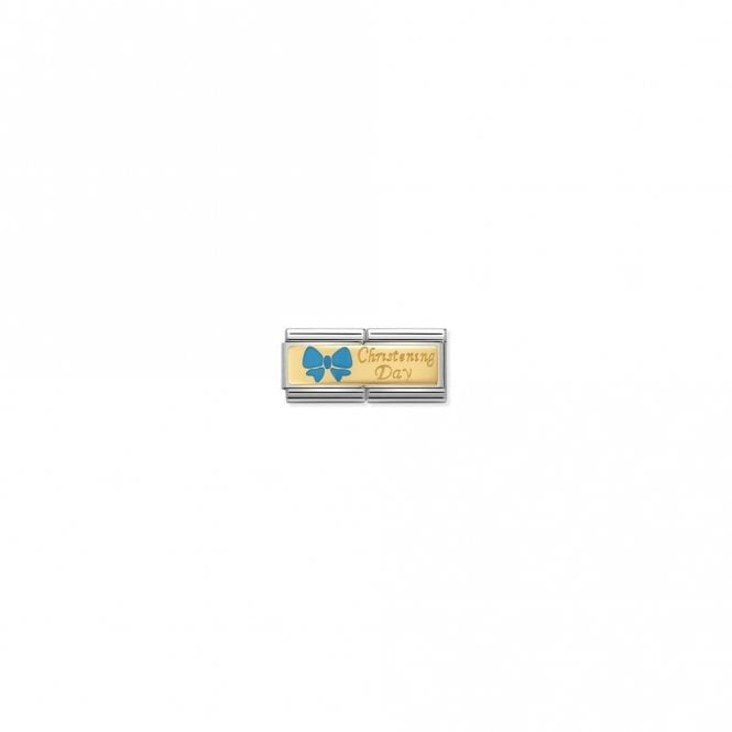 Nomination  Light Blue Christening Day Double Link Yellow Gold