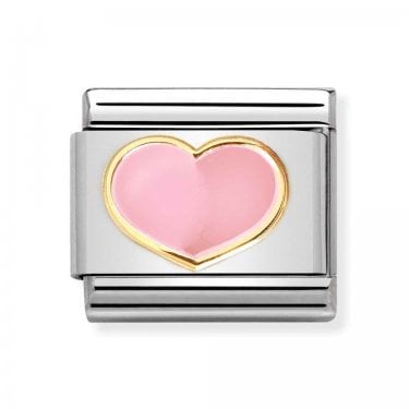 Nomination Light Pink Heart Yellow Gold Charm