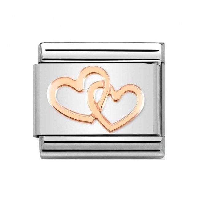 Nomination  Linked Open Hearts Rose Gold Charm