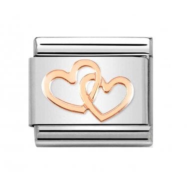Nomination Linked Open Hearts Rose Gold Charm