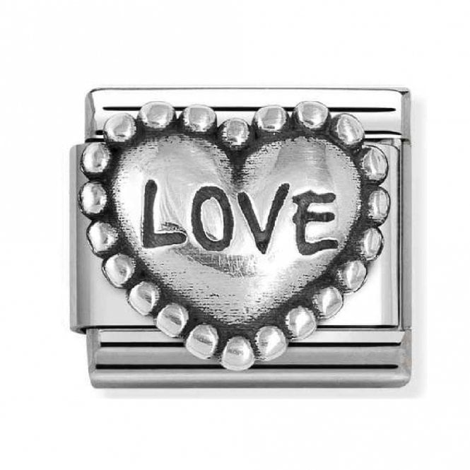 Nomination  Love Beaded Trim Heart Silver Shine Charm