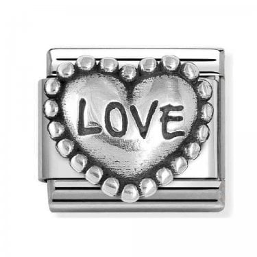 Nomination Love Beaded Trim Heart Silver Shine Charm