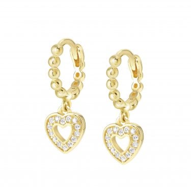 Nomination Lovecloud CZ Heart Gold Tone Sterling Silver Drop Earrings 0.7x0.7cm, 1cm
