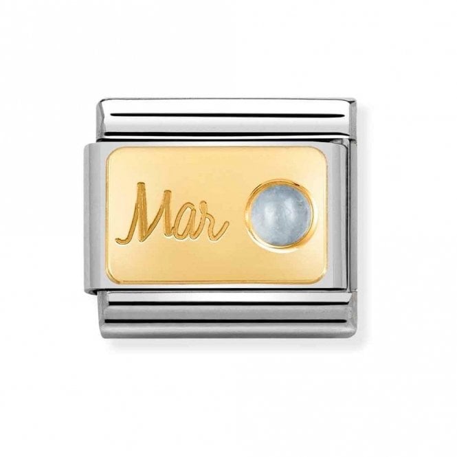 Nomination  March Aquamarine Yellow Gold Charm