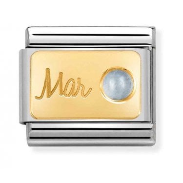 Nomination March Aquamarine Yellow Gold Charm
