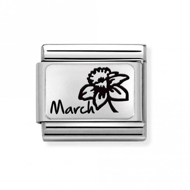 Nomination  March Flower Plate Silver Shine Charm