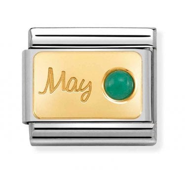 Nomination May Emerald Yellow Gold Charm