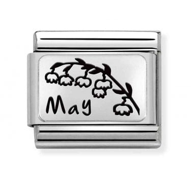 Nomination May Flower Plate Silver Shine Charm