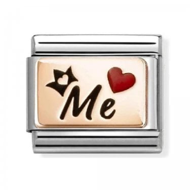 Nomination Me, Red Heart & Crown Rose Gold Charm