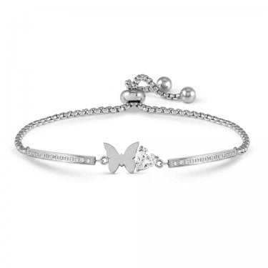 Nomination Milleluci Butterfly with CZ Heart 7.0cm x 0.8cm Adjustable Bracelet 14-19cm