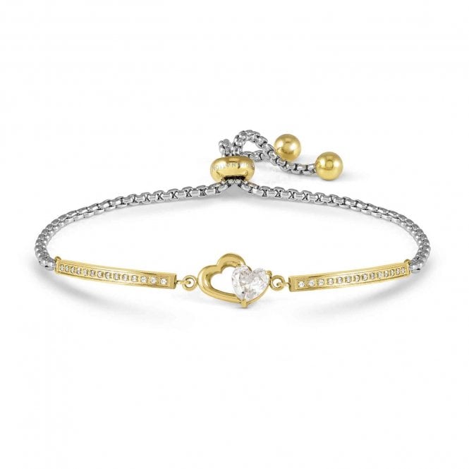 Nomination  Milleluci Double Heart with CZ Gold Tone Adjustable Bracelet 6.2 x 0.9cm, 14-19cm