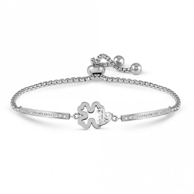 Nomination  Milleluci Four Leaf Clover with CZ Heart 7.0cm x 1.0cm Adjustable Bracelet 14-19cm