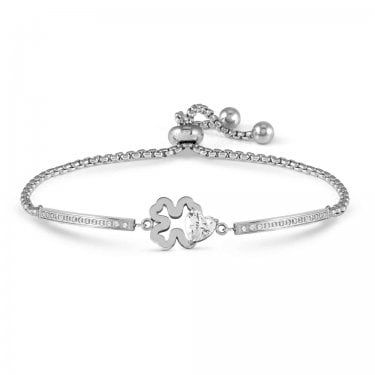Nomination Milleluci Four Leaf Clover with CZ Heart 7.0cm x 1.0cm Adjustable Bracelet 14-19cm