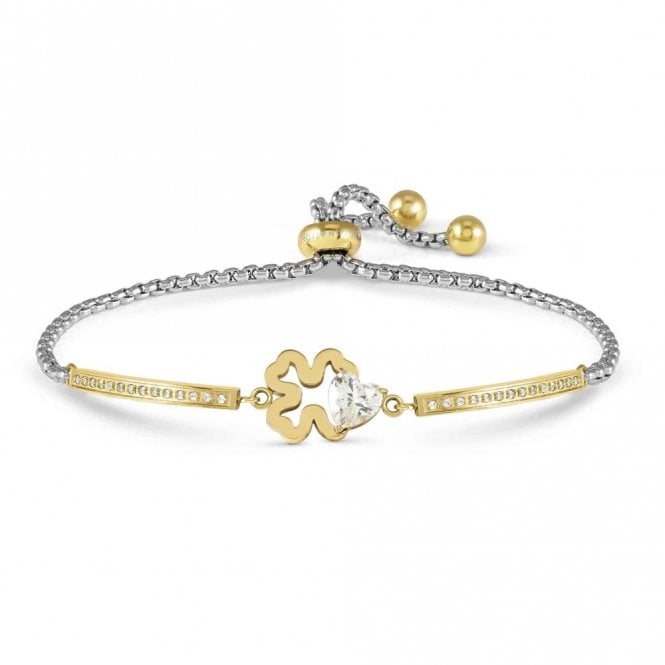 Nomination  Milleluci Four Leaf Clover with CZ Yellow Gold Tone Adjustable Bracelet 7.0cm x 1.0cm, 14-19cm