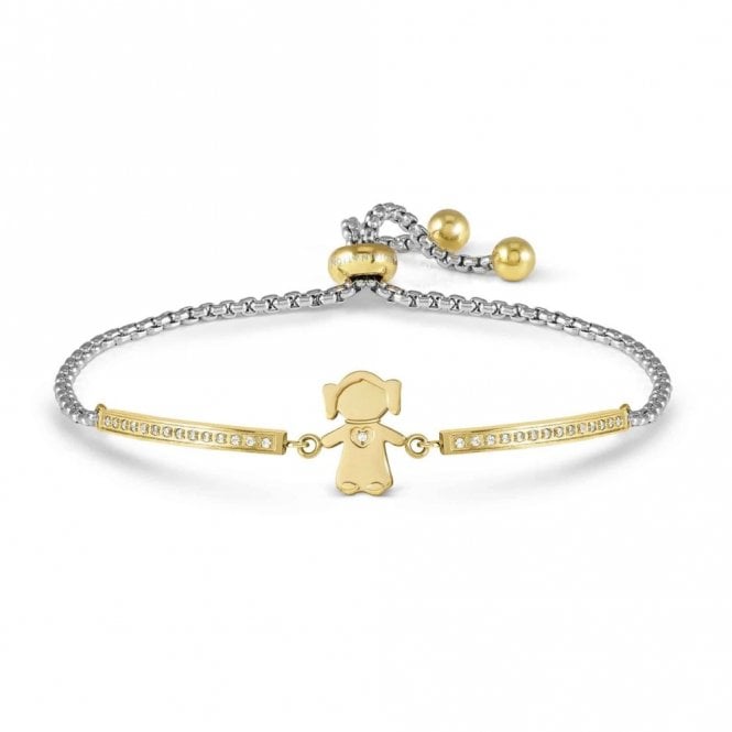 Nomination  Milleluci Girl with CZ Yellow Gold Tone Adjustable Bracelet 6.5cm x 1.26cm, 14-19cm