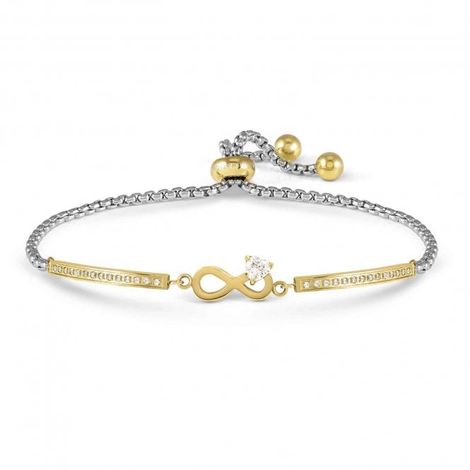 Nomination  Milleluci Infinity Symbol with CZ Heart Gold Tone Adjustable Bracelet 6.3 x 0.75cm, 14-19cm
