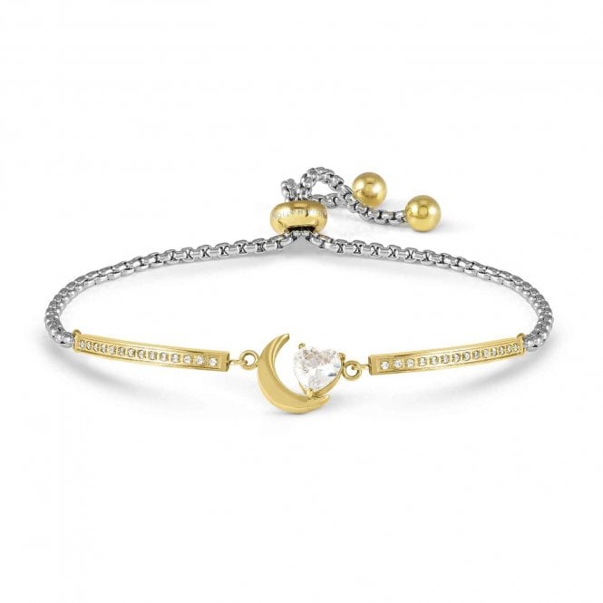 Nomination  Milleluci Moon with CZ Heart Gold Tone Adjustable Bracelet 6 x 1cm, 14-19cm