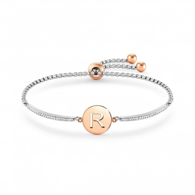 Nomination  Milleluci Rose Gold & Hypoallergenic Steel R Half Pave Bangle 19cm