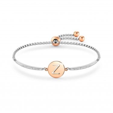 Nomination Milleluci Rose Gold & Hypoallergenic Steel Z Half Pave Bangle 19cm