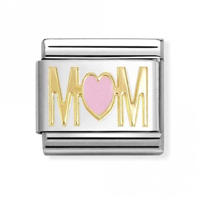 Nomination  MOM Pink Heart Yellow Gold Charm