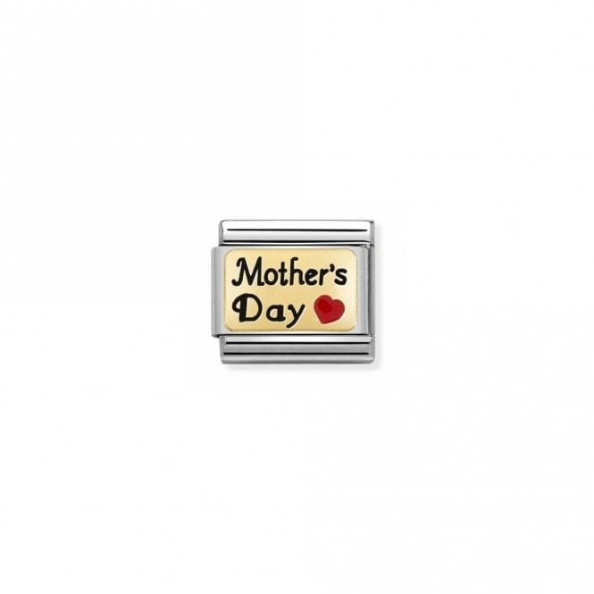 Nomination  Mothers Day with Red Heart Yellow Gold Charm