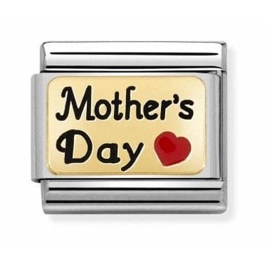 Nomination Mothers Day with Red Heart Yellow Gold Charm