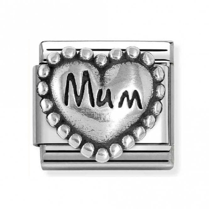 Nomination  Mum Beaded Trim Heart Silver Shine Charm