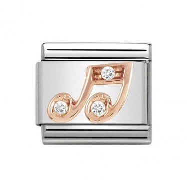 Nomination Music Note with White CZ Rose Gold 