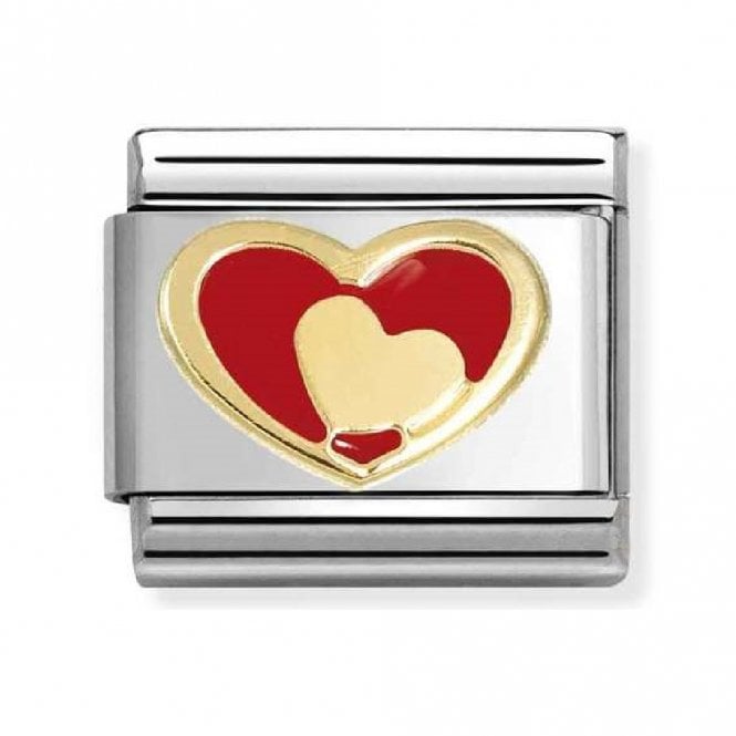 Nomination Nomiantion Gold Heart in Red Heart Yellow Gold Charm