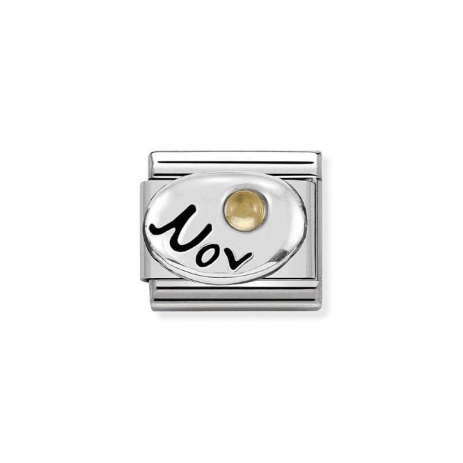 Nomination  Nov Writing with Citrine Birthstone Silver Shine