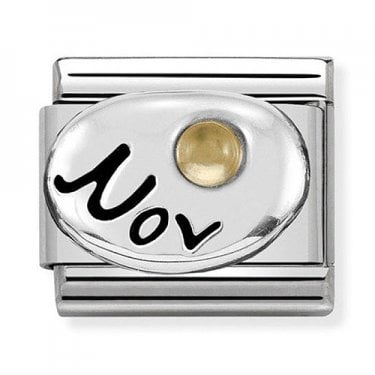 Nomination Nov Writing with Citrine Birthstone Silver Shine