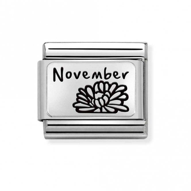 Nomination  November Flower Plate Silver Shine Charm