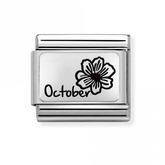 Nomination  October Flower Plate Silver Shine Charm