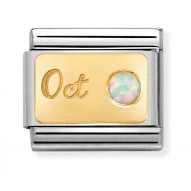 Nomination October White Opal Yellow Gold Charm