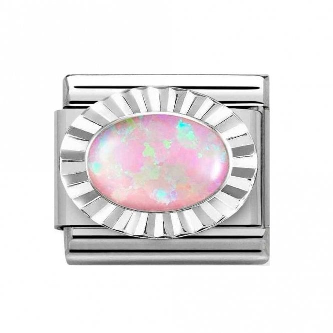 Nomination  Oval Pink Opal with Trim Silver Shine Charm