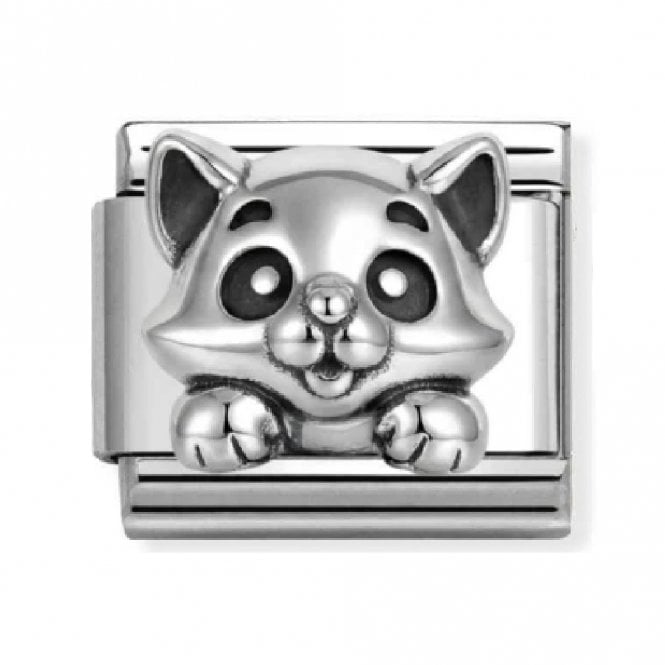 Nomination  Oxidized Cat Silver Shine Charm