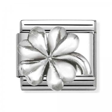 Nomination Oxidized Four Leaf Clover Vintage Silver Shine Charm