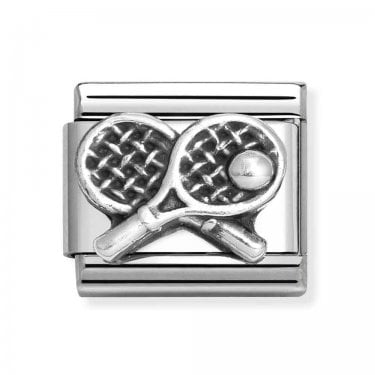 Nomination Oxidized Tennis Rackets Silver Shine Charm