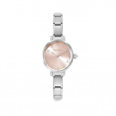 Nomination Paris Oval Sunray Pink Dial Stainless Steel Watch