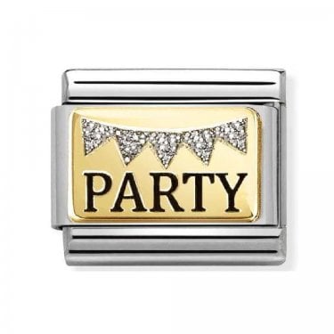 Nomination Party Glitter Bunting Yellow Gold Charm